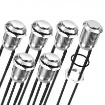 DaierTek 6PCS 12mm Interruttore a pulsante momentaneo 12V Interruttore a pulsante impermeabile in metallo Argento Normalmente aperto (ON) Off 2 Pin SPST