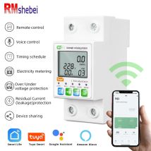 RMshebei Tuya Smart WiFi Interruttore automatico 220V 2P 63A Interruttore di temporizzazione del telecomando Protezione da sovraccarico e perdite di sovratensione