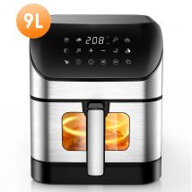 Friggitrice ad aria visibile Friggitrice ad aria grande da 9 litri, 10 funzioni preimpostate, arrostire, cuocere al forno, disidratare, riscaldamento, silenziosa, antiaderente
