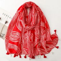 Modischer weicher Schal aus Viskose mit geometrischer Quaste, Boho-Chic, dünne Tücher und Wraps für Damen, perfekt für Reisen und Freizeit, muslimischer Hijab 2029