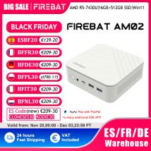 FIREBAT AM02 MINI PC AMD Ryzen 5 7430U Windows 11 Mini PC 16GB DDR4 3200MHz 512GB SSD Wifi 6 BT5.2 HDMI 2.1 Computer desktop