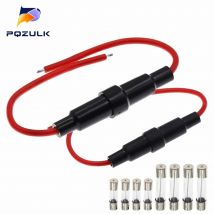 Portafusibles de tubo de vidrio de 5x20MM, 6x30mm, tipo tornillo, fusibles de soplado rápido de 5x20MM con cable de 22 20 18 16 14AWG 250V para coche