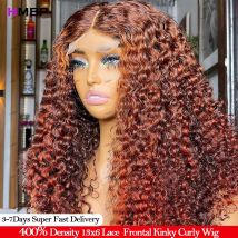 Ombre Ingwer Orange 400 Dichte Perücke Echthaar Kinky Curly 13x6 HD Lace Frontal Perücke P4/350 Glueless Perücken Echthaar vorgezupft