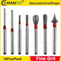 Dental-Diamantbohrer mit feiner Körnung, Erdbeerbohrer, FG-Durchmesser 1,6 mm Bohrer, EX-Spezialform (extra) für Hochgeschwindigkeitshandstücke, 10 Stück/Packung
