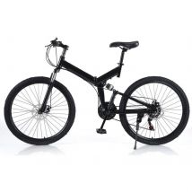 Mountain Bike 26" Folding Mountain Bike 21Speed MTB Bicycle Full Suspension Dual Disc Brakes Carbon Steel Foldable Frame Bicycle