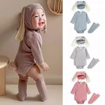 Easter Costumes Cute Baby Rabbit Romper Sets Ear Hat Bodysuit Socks Cotton Infant Girls Jumpsuits Korean Toddler Boys Clothes