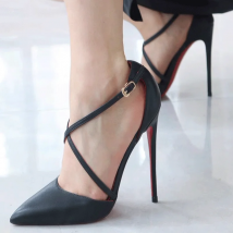 8 cm 10 cm 12 cm Anpassen Matte Schwarz Leder High Heels Sexy Frauen Ankle Strap Stiletto Pumps Spitz arbeit Damen Kleid Schuhe