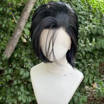 #1 Jet Black Short Bob Cut Synthetic Lace Front Wig for Women Cosplay Wig for Men Natural Hairline Glueless 13x4 Lace Front Wigs