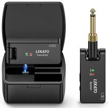 LEKATO Sistema per chitarra wireless Ricevitore trasmettitore wireless per chitarra Sistema audio wireless ricaricabile da 2,4 Ghz (WS-100)