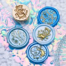 Wasserblumen-Relief-Serie, Wachssiegel, Stempel, Welle, Wal, Muschel, Surf, Strand, Tagebuch, Umschlag, Siegel, Messing-Stempelkopf
