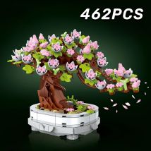 462 pezzi bonsai building block fiore pianta creativa fiore di ciliegio albero in vaso bouquet decorazione della casa fai da te regali giocattoli