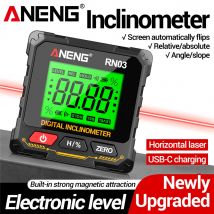 Laserowy cyfrowy inklinometr ANENG RN01/RN02/RN03 Miernik kąta 360 °   Magnesowy kątomierz 0,05 °   Pudełko do oznaczania precyzji dla narzędzi stolarskich