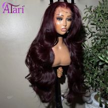 Dark 99J Body Wave Human Hair Wigs 5x5 Lace Closure Dark Cherry Burgundy Hair Transparent 13x4 13x6 Lace Frontal Wig Pre Pluked