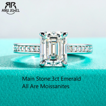 AnuJewel 3ct Smaragdschliff D Farbe Moissanit Verlobungsring 18K vergoldet Klassischer Ehering Damenschmuck Großhandel