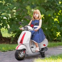 Aiyaplay Moto Eléctrica De 12 V Para Niños De 3 a 6 Años Con Licencia Vespa Con Ruedas, Faro Y Música, Moto De Juguete En Pp
