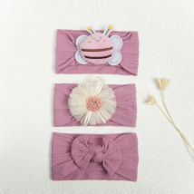 3Pcs Baby Zubehör Für Neugeborene Kleinkind Kinder Baby Mädchen Junge Nette Biene Baby Stirnband Elastische Blume Haar Bands Lila headwear