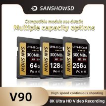 V90 SD Card, UHS-II,SXDC, U3, Read Speed 300MB/s, Write Speed 270MB/s, High Capacity Memory Card for 4K 8K RAW Video Recording