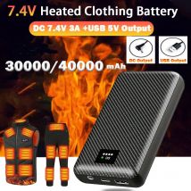 Banco de energía de 30000mAh para chaleco calefactor, chaqueta, guantes, batería auxiliar calentada, DC 7,4 V, equipo de calefacción eléctrica portátil