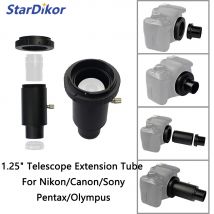 StarDikor Telescope Camera Adapter T-Ring + 1.25" Telescope Mount Adapter + Extension Tube For Nikon/Canon/Sony/Pentax/Olympus