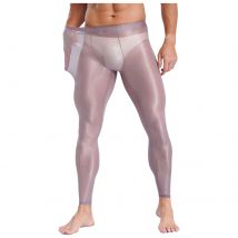 Leggings sportivi ultrasottili elasticizzati da uomo sexy Vedi attraverso le mutande Leggings fitness yoga Pantaloni collant per allenamento in palestra