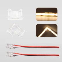 5 Stück 10 Stück 2-poliger 8-mm-COB-LED-Streifen-Stecker, kein Löten, kein dunkler Bereich, Mini-Stecker-Streifen zum Streifen, L-förmiger Streifen zum Draht