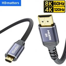 8K Micro HDMI Kabel HDMI 2.1 Micro HDMI zu HDMI Kabel HDR Earc Bidirektionales HDMI zu Micro HDMI Kabel 4K 120Hz für Kamera usw.