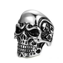 Size 7-14 Polishing Kapala Skull Ring Men Boys Stainless Steel Motor Biker Ring Domineering Male Gothic Skull Rings Wholesale
