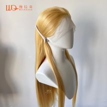 Gelbe Perücke, 66 cm, 13 x 4 Lace-Front-Perücke, lange gerade synthetische Spitzenperücken, hochtemperaturbeständige Fasern für Cosplay, natürlich
