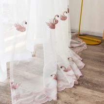 Rosa Schwan Spitze Stickerei Tüll Vorhänge für Wohnzimmer Licht Filterung Voile Für Schlafzimmer Fenster Bildschirm Sheer Panel # 30