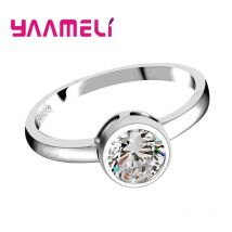 Förderung Mode Runde Kristall Hochzeit Engagement 925 Sterling Silber Ringe Für Frauen Jahrestag Finger Ring Schmuck
