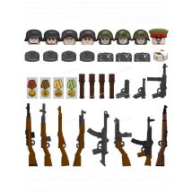 N625-628 MOC Military Soldiers Figures Accessories Red Army Weapons Helmets Building Blocks Bricks Toy for Christmas Gifts