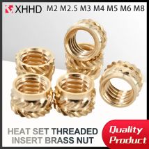 100-300Pcs M2 M2.5 M3 M4 M5 M6 M8 Heat Set Threaded Insert Brass Nut Hot Melt Knurled Inserts Double Twill Embedment Copper Nuts
