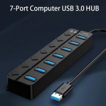 7 porte US3.0 HUB Accessori per ufficio per computer Adattatore USB Cavo dati Estensore multicanale Docking station per tastiera mouse portatile