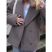 Solide Woolen Mäntel Frauen Lose Revers Zweireiher Langarm Tasche Verdicken Jacken 2025, Herbst Winter Mode Dame outwears