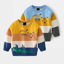 Europäischen Amerikanischen Stil Babys Jungen Doppel-schicht Pullover Herbst Neue Abstrakte Cartoon Jacquard Kind Junge Strickwaren Kinder Jungen Tops