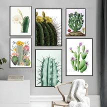1pc Kaktus grün Pflanze Poster selbst klebende Kunst wasserdichten Papier Aufkleber Kaffeehaus Bar Zimmer Wand dekoration