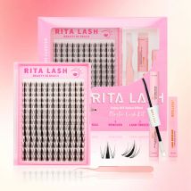 RITALASH 154 Stück D Curl Cluster Lash Kit D Curl DIY Wimpernverlängerungen Lange Einzelwimpern Mixed Tray Lash Clusters Extensions
