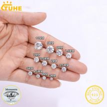 TUHE Orecchini Moissanite rotondi classici unisex in argento 925 per le donne D Colore VVS1 Orecchini rotondi Moissanite Gioielleria raffinata