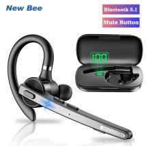 New Bee M53 Auricolare Bluetooth Cuffia senza fili Doppio microfono Muto con cancellazione del rumore Auricolare Auricolari vivavoce per ufficio conducente
