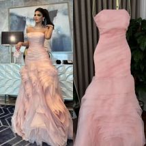 Maßgeschneiderte chinesische Stil-Falten-A-Linie, trägerlose lange Kleider, maßgeschneiderte Anlasskleider, sexy Unisex, hohe Qualität