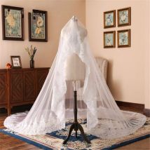 Neue Ankunft Spitze Rand Hochzeit Schleier Weiß Elfenbein Hochzeit Zubehör Braut Schleier Mariage Velo de Novia Boda