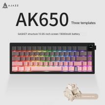 Ajazz Ak650 Mechanische Tri-Mode-Tastatur mit 0,85-Zoll-Tft-Bildschirm und Knopf, 65 % RGB, kabellose Bluetooth-Tastatur, Esports-Spiele-Dichtung