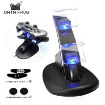 DATA FROG LED Dual USB Charging Dock Charger Controller Holder Stand For PS4/PS4 Slim/PS4 Pro Gamepad