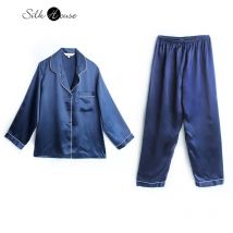 2023 primavera/estate nuovo pigiama di seta estate donna manica lunga due pezzi Set 100% seta di gelso coppia casa vestito di seta Set