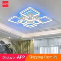 Kwadratowe lampy sufitowe żyrandole inteligentne ściemnianie zdalne sterowanie LED odpowiednie do lobby hotelowego, lampy do salonu.