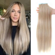 Frau Haarband in Haar verlängerungen menschliches Haar natürliche Echthaar verlängerung 4x0,8 cm Haut Schuss Klebeband in 12-24 Zoll 20 stücke