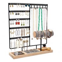 Jewelry Display Rack Earrings Ring Necklace Watch Jewelry Shelf Organizer Bracelet Stand Holder Hooks Storage with Jewelry Tray