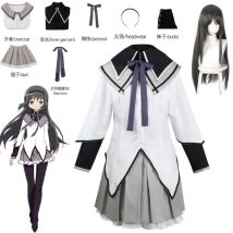 Akemi Homura Cosplay Anime Puella Magi Madoka Magica Cosplay Kostüm Magical Girl Battle Suit Full Set Kleid Perücke Party Uniform