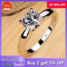 Mit Referenzen verblassen nie 18K Weißgold Farbe Ringe rund 2,0 ct Zirkon Diamant Eheringe Zubehör Damen trendiger Schmuck