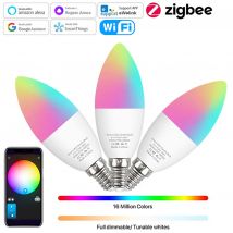 Smart E14 Led Light Bulb Zigbee RGBCW Led Lamp Works With Alexa Amazon Google Home Yandex Alice Smartthings